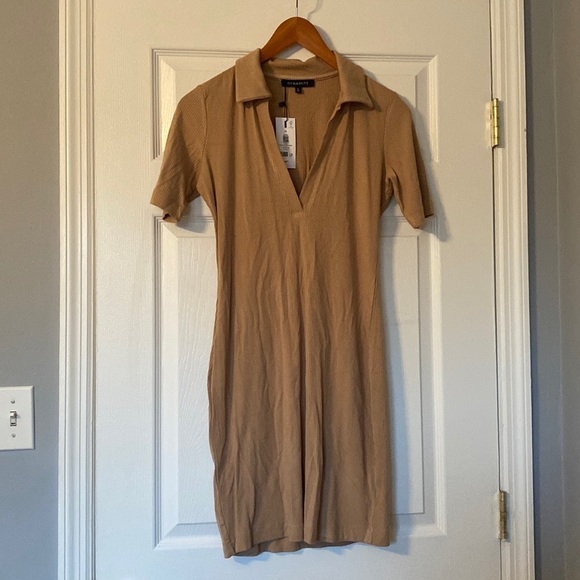 Dynamite tan ribbed polo dress, size M - Picture 2 of 5